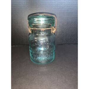 Vintage Putnam 5 Lightning Aqua Pint Fruit Jar Registered US Patent